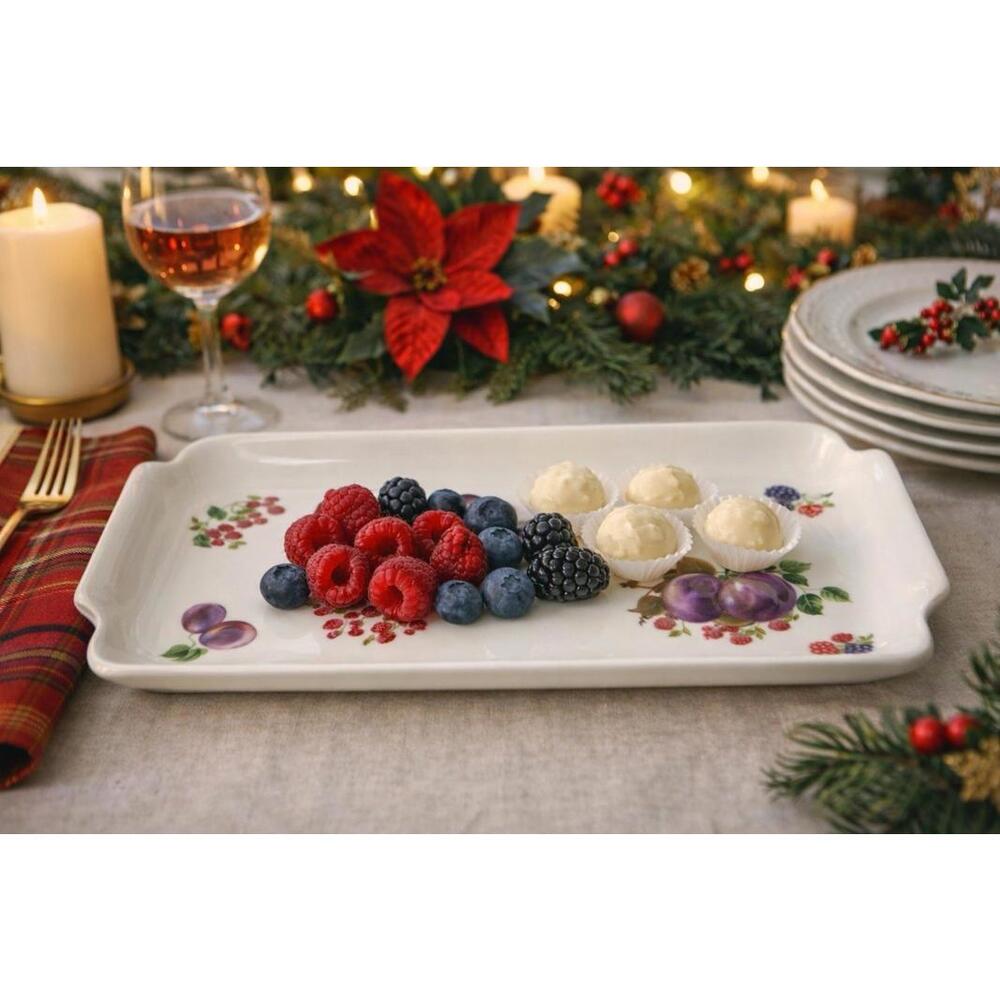 Naaman Israel 1970s Hand Painted Porcelain Fruit Serving Tray Platter, 13x6.5”